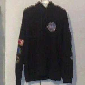 Men's Black and Blue Hoodie